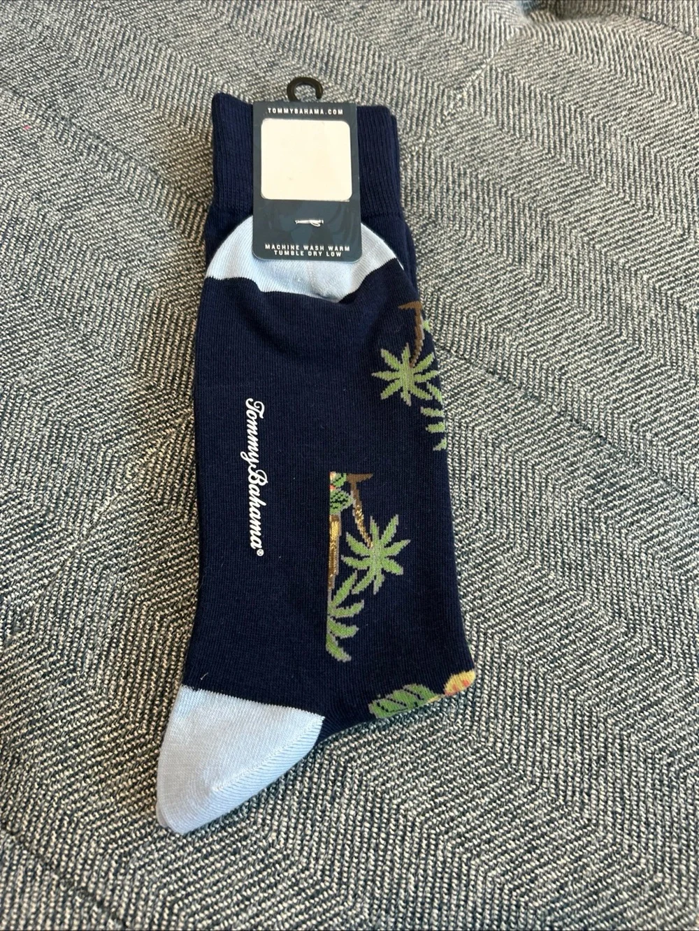 Tommy Bahama Men's Crew Socks-Hibiscus Flowers, Palm Trees, and Martini Glass